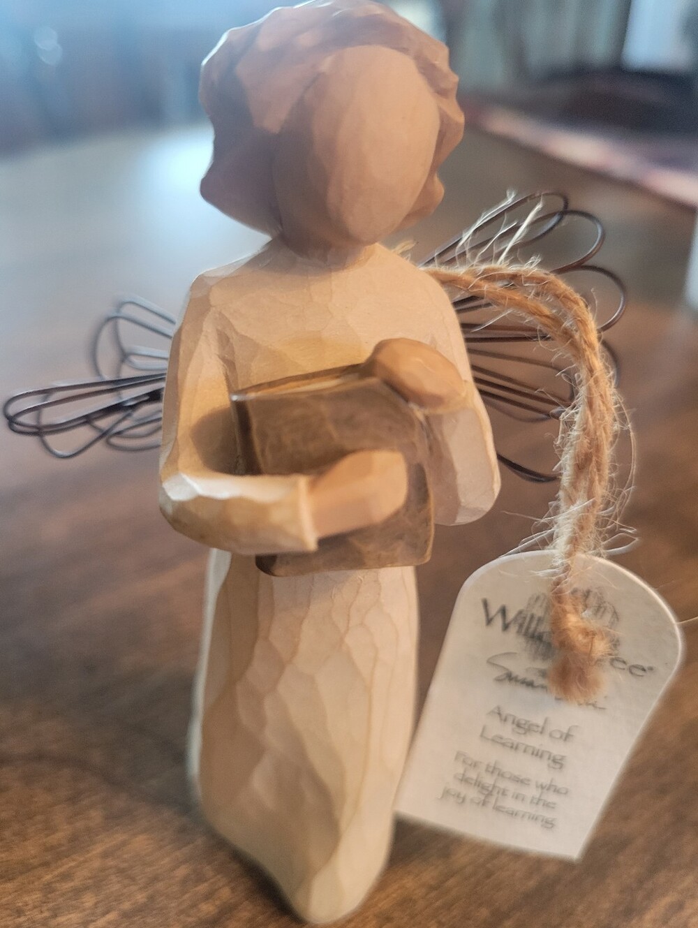 Willow Tree Natural Wood Angel Of Learning Book and Wire Wings